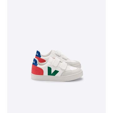 Veja V-12 LEATHER Kids' Shoes White/Green | NZ 752GSO